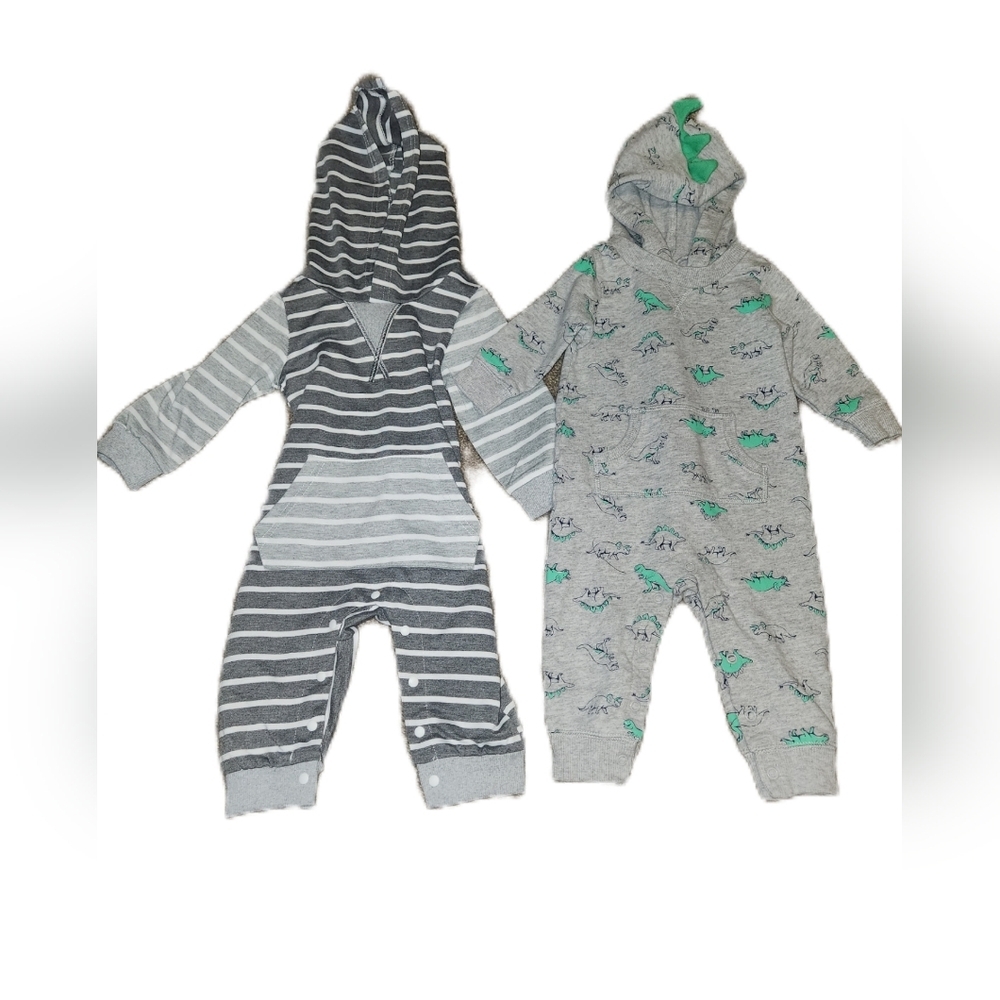 💗 3/$15 Set of 2 Boy's 6 Months Hooded Jumpsuits